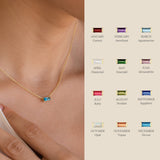 * Dainty Birthstone Pendant Necklace * FEBRUARY