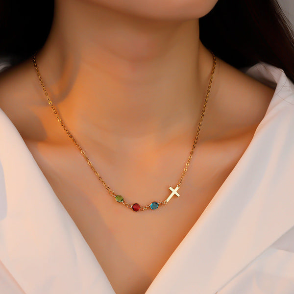 Preorder: Birthstone Cross Necklace