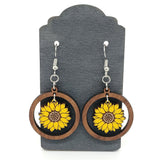 *RTS* Wooden Sunflower Earrings