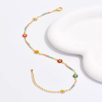 Summer Beaded Daisy Anklet