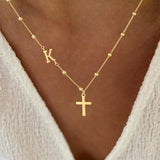 Preorder: Cross & Initial Charm Necklace
