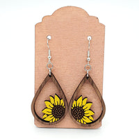 *RTS* Wooden Sunflower Earrings