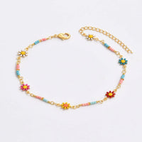 Summer Beaded Daisy Anklet