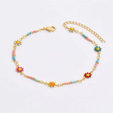 Summer Beaded Daisy Anklet