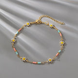 Summer Beaded Daisy Anklet