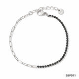 Stainless Paperclip Gemstone Bracelet