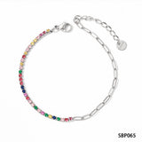 Stainless Paperclip Gemstone Bracelet