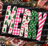 retro pink Merry Christmas