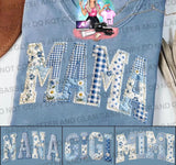Mama blue patchwork floral