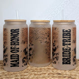 Animal Print Personalized Frosted Glass glass can