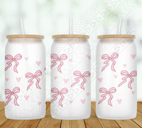 Couqette Pink Ribbon Glass Can