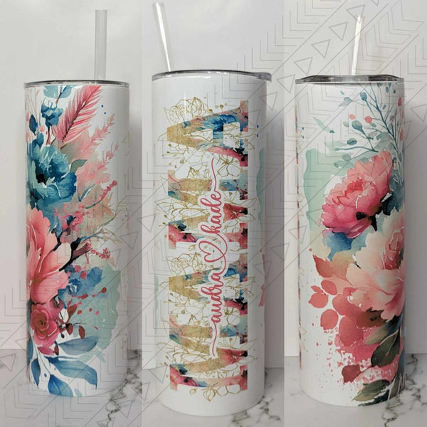 Floral Custom Name With Kids Tumbler