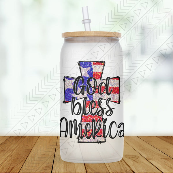 God Bless America Glass Can