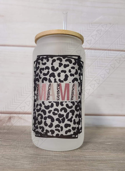 Mama Leopard Print Glass Can