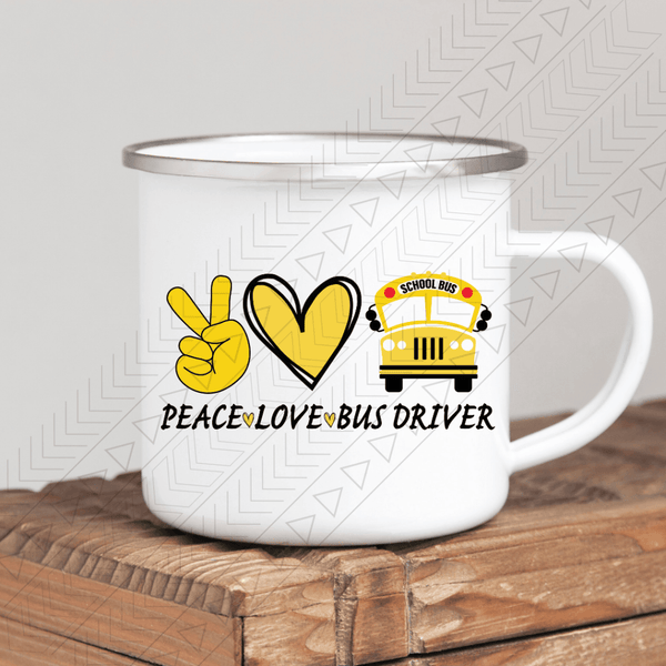 Peace Love Bus Driver Enamel Mug Mug