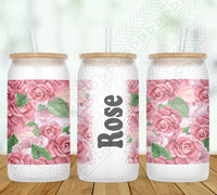 Rose Personalized Glass Can