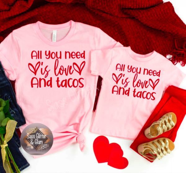 all you need is love & tacos (red metallic ink)