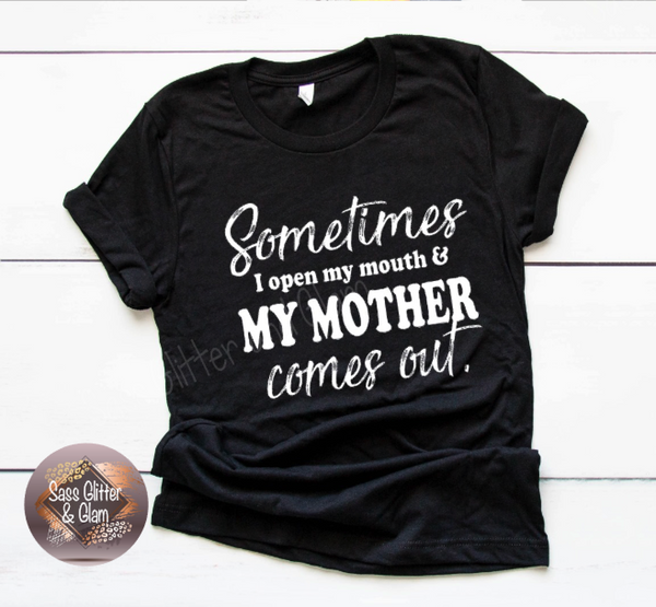 sometimes I open my mouth & my mother comes out (white ink)
