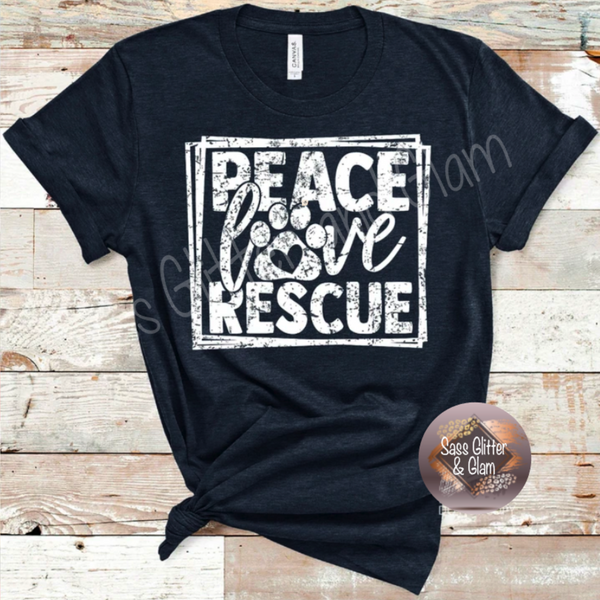 peace love rescue (white ink)
