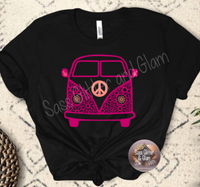 pink volkswagen bus