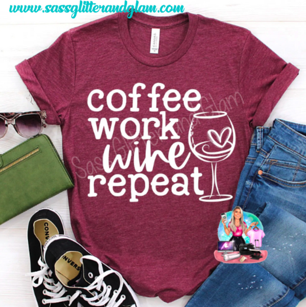 coffee work wine repeat (white ink)