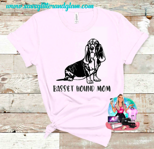 basset hound mom (black ink)