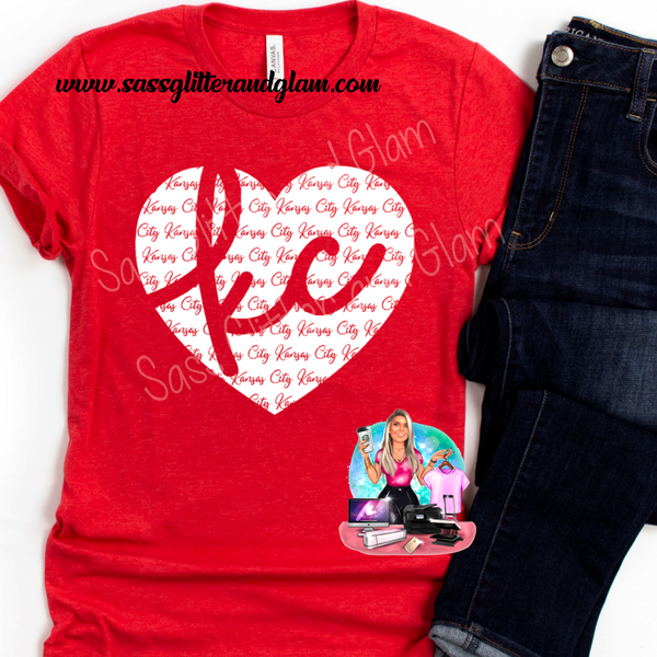 KC Kansas City heart (white ink)