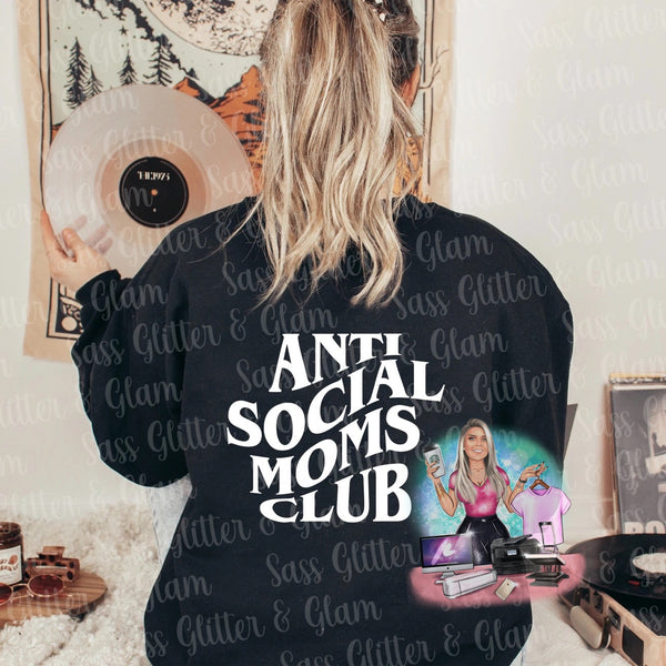 anti social moms club (white ink)