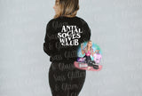anti social wives club full size (white ink)front or back-you choose