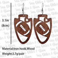 Football Wooden Earrings