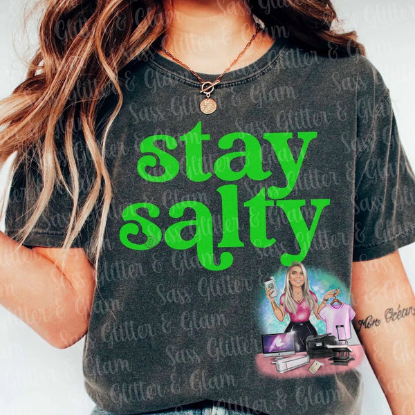 stay salty (lime green ink)